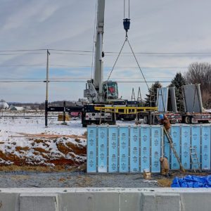 Superior Walls installation in winter weather.